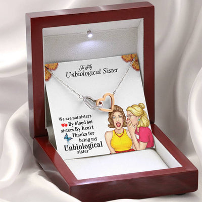 Unbiological Sister Gifts Interlocking Heart Necklace- Unbiological Sister Necklace