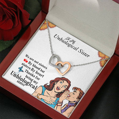 Unbiological Sister Gifts Interlocking Heart Necklace With Micro Nano CZ Stone- Unbiological Sister Necklace
