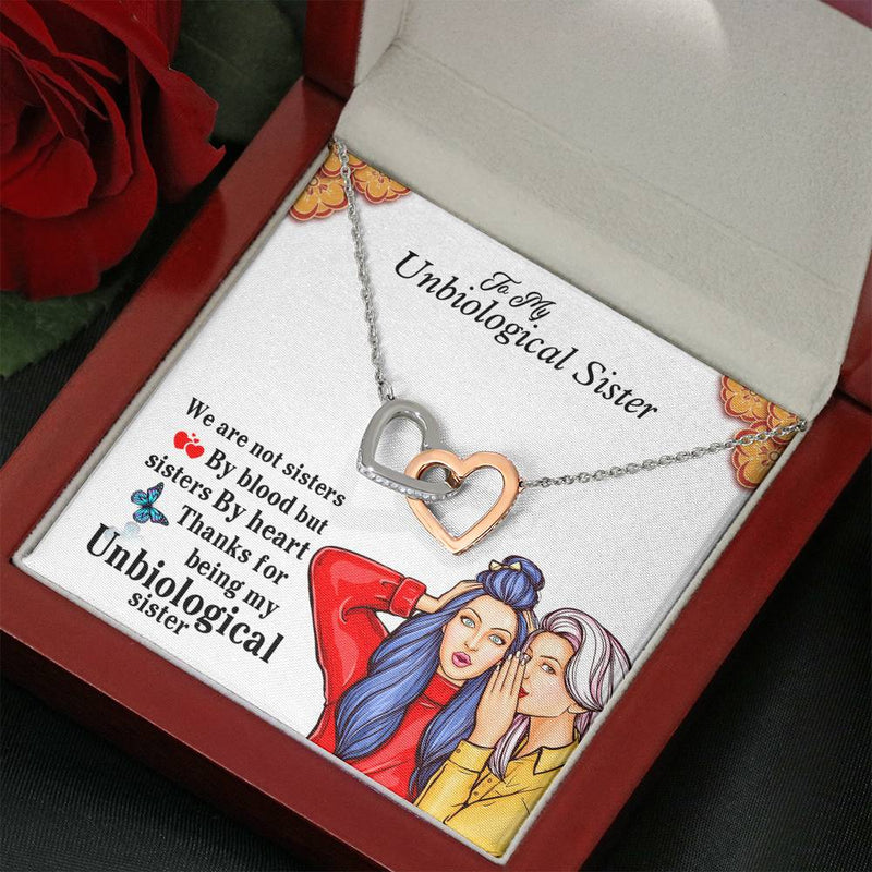 Unbiological Sister Gifts Interlocking Heart Unbiological Sister Necklace With Brand New Box