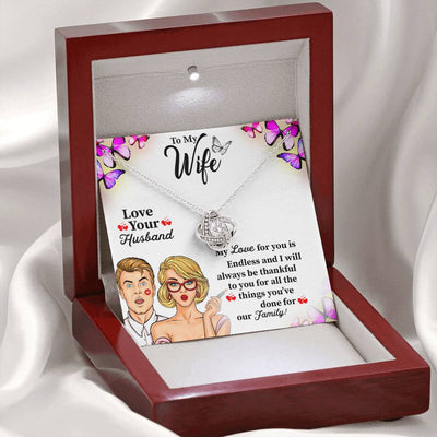 Gifts For Wife Love Knot Necklace With Romantic Message Card And Brand New Box- Best Anniversary Gift