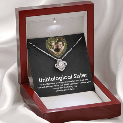 Best Unbiological Sister Necklace For Christmas-Love Knot Necklace With Touchy Quotes