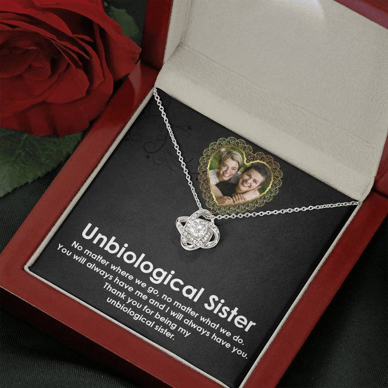 Best Unbiological Sister Necklace For Christmas-Love Knot Necklace With Touchy Quotes