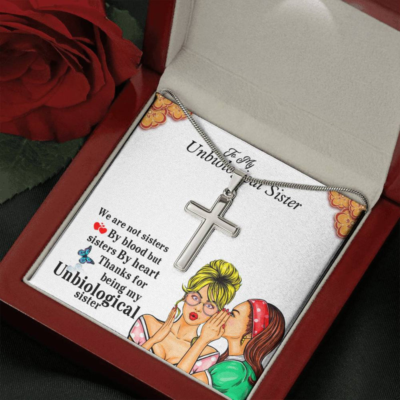 Unbiological Sister Gifts Cross Necklace- Unbiological Sister Necklace