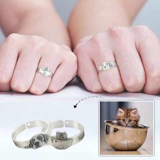 Personalized Pet Ring - Cat Memorial Jewelry Personalized Pet Ring