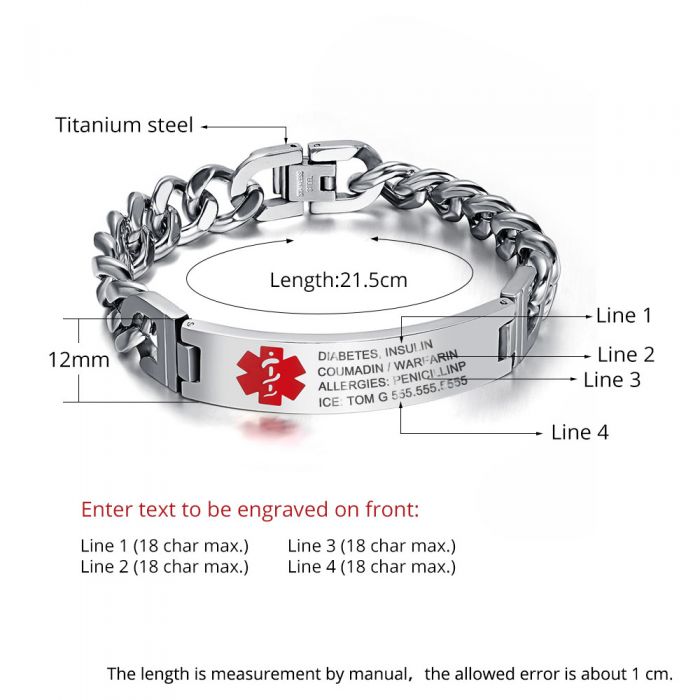 Personalized Medical Alert Bracelet-Gifts For Men & Women