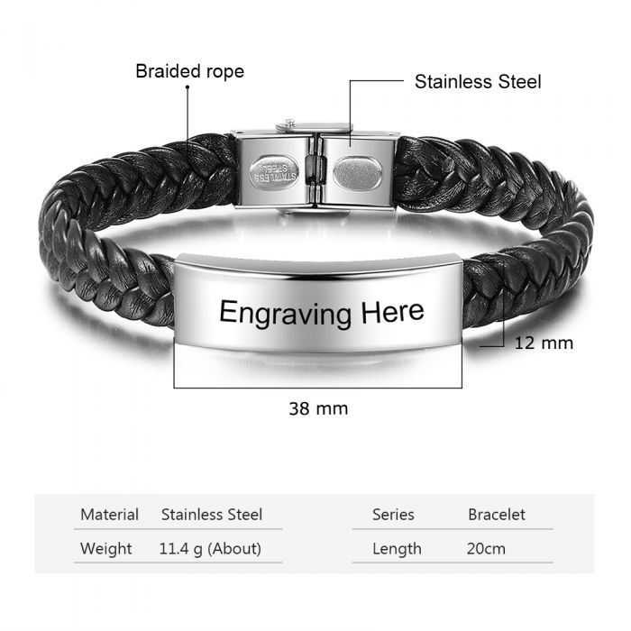 Personalized Engraved Stainless Steel Bracelet For Men