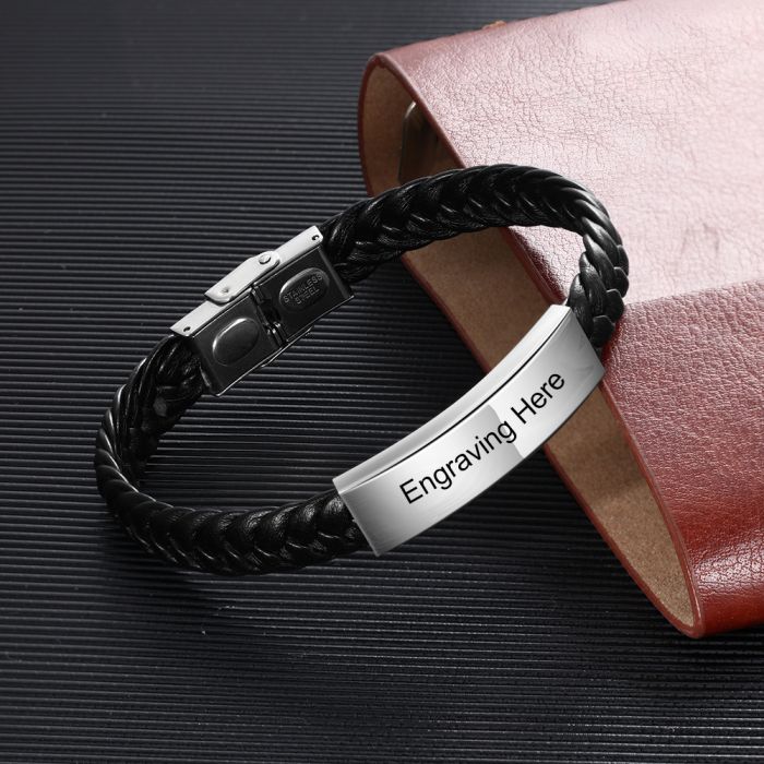 Personalized Engraved Stainless Steel Bracelet For Men