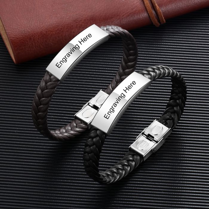Personalized Engraved Stainless Steel Bracelet For Men