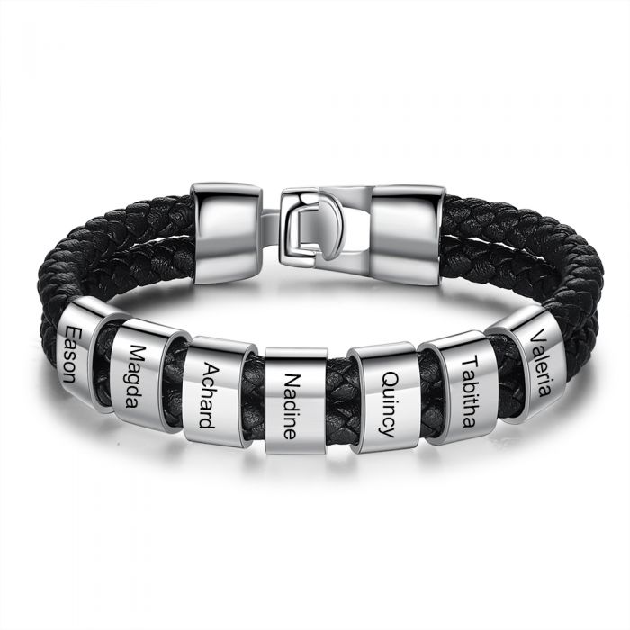 Custom Stainless Steal Leather Bracelet