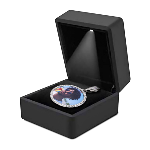 S925 Custom Photo Rose Gold Memory Medallions Solid Pendant Necklace With Moissanite Diamond- Gift For Her/Him