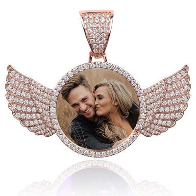 Personalized Picture Necklace With Wings- Christmas Gifts For Men