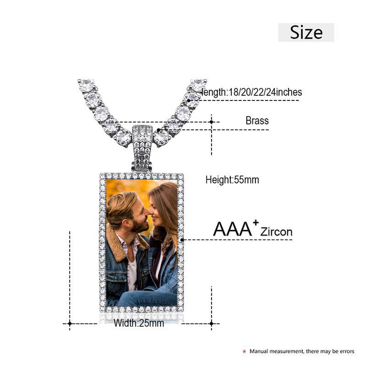 Custom Made Square Photo Medallion Necklaces Christmas Gifts For Couple