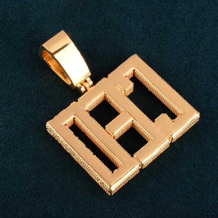 Custom Made Square Letter Name Pendant Solid Back Hip Hop Necklace