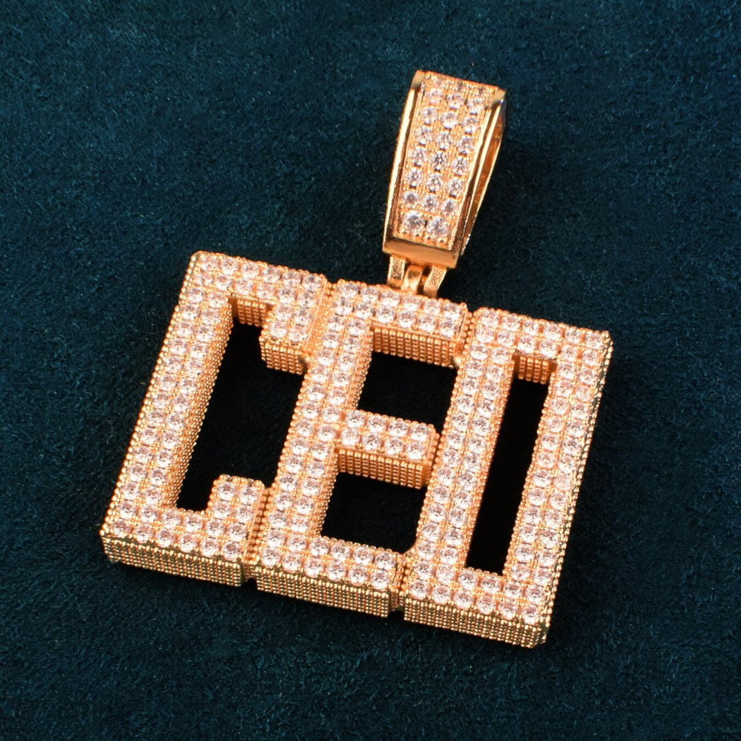 Custom Made Square Letter Name Pendant Solid Back Hip Hop Necklace
