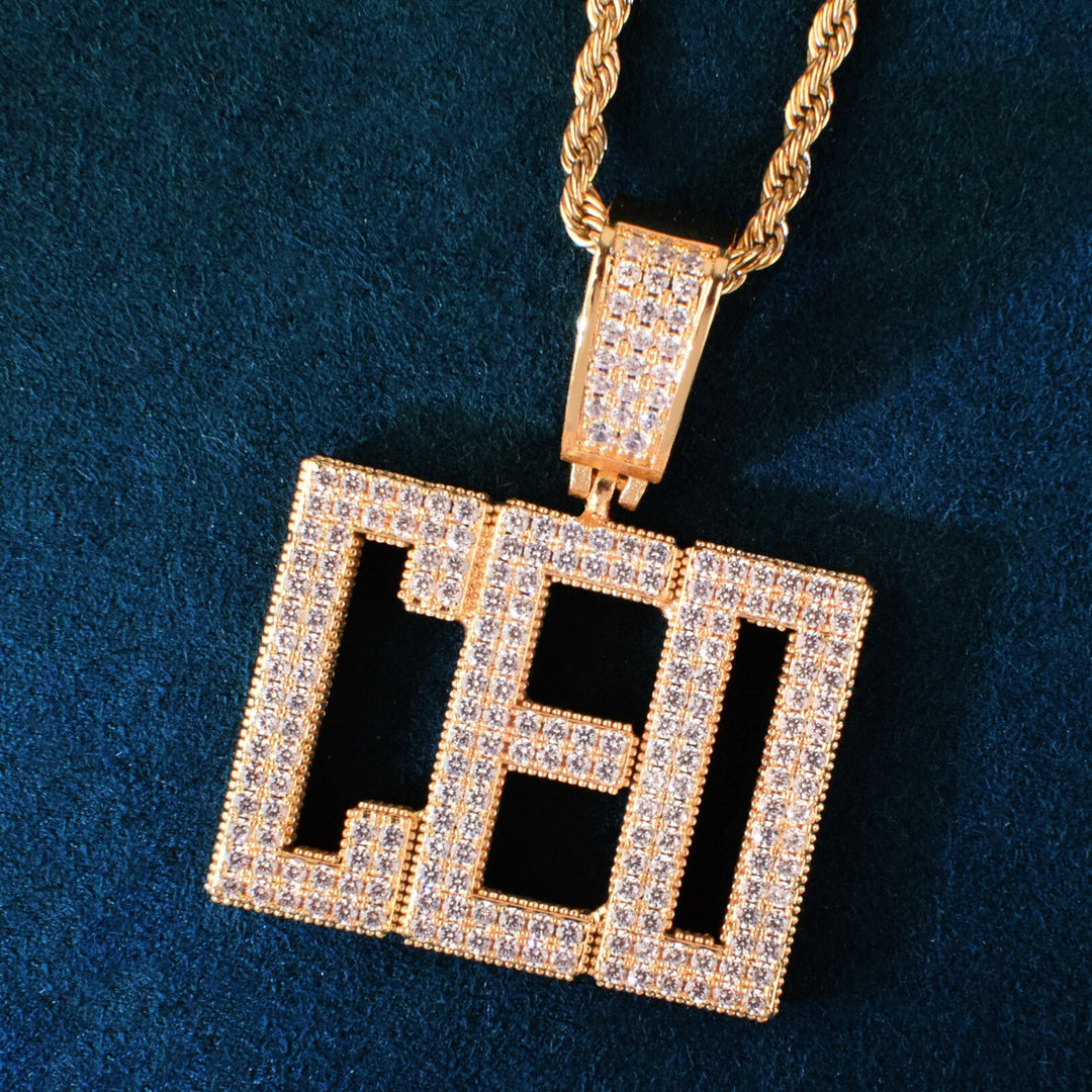 Custom Made Square Letter Name Pendant Solid Back Hip Hop Necklace