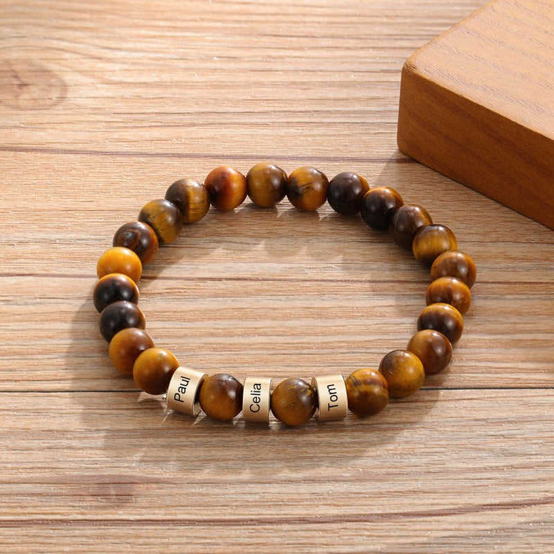Custom Name Tiger Eye Chakra Bracelet Gifts For Father - Engraved Giftsly