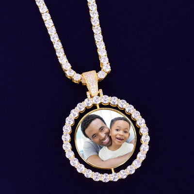 Custom Photo Rotating Double Sided Medallions Pendant Necklace-Christmas Gifts For Dad