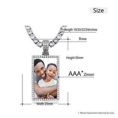 Square Medallion Necklace-Memorial Necklace For Dad With Picture- Christmas Gifts For Dad