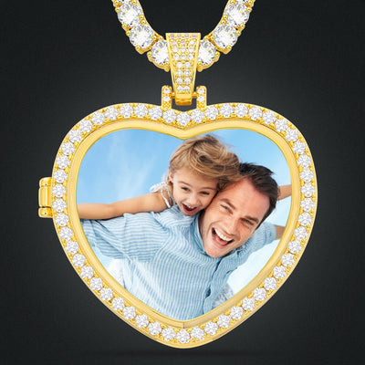 Custom Heart Photo Medallions Necklace Christmas Gifts For Dad