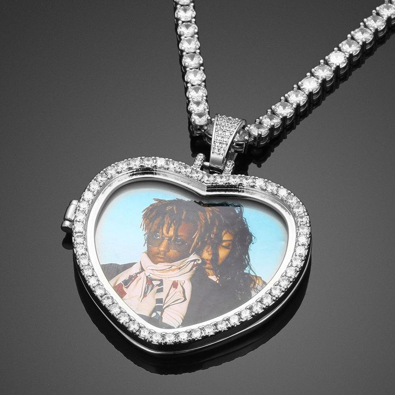 Custom Heart Photo Medallions Necklace Christmas Gifts For Dad