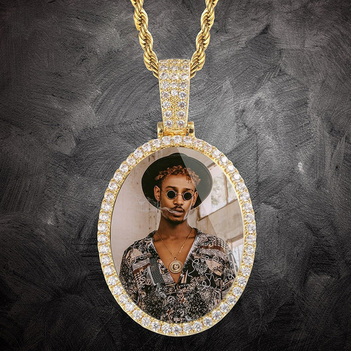 Memory Pendant- Hip Hop Pendant-Oval Pendant Necklace
