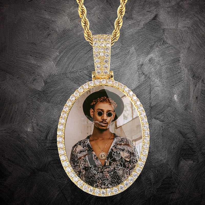 Memory Pendant- Hip Hop Pendant-Oval Pendant Necklace
