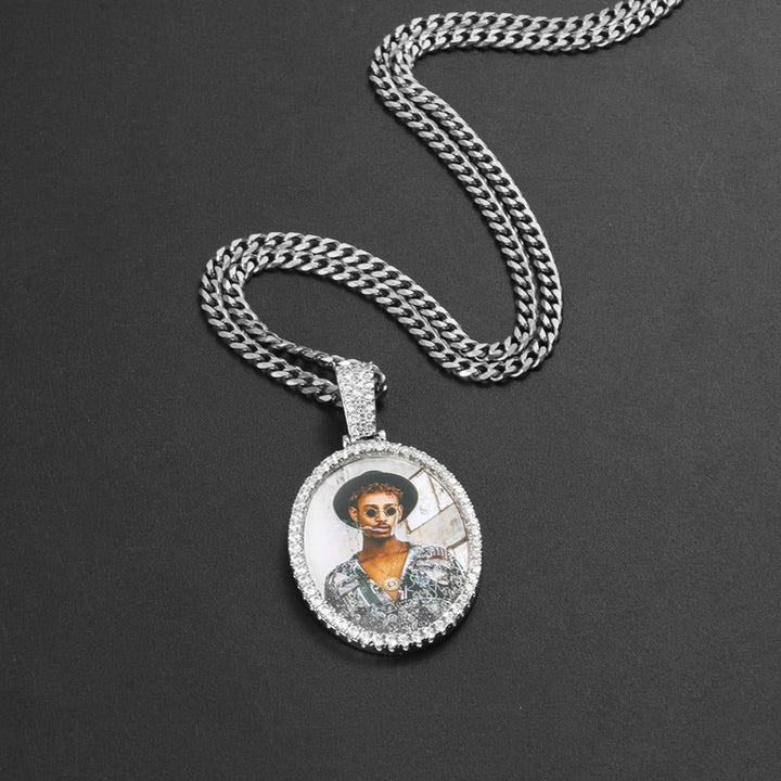 Memory Pendant- Hip Hop Pendant-Oval Pendant Necklace