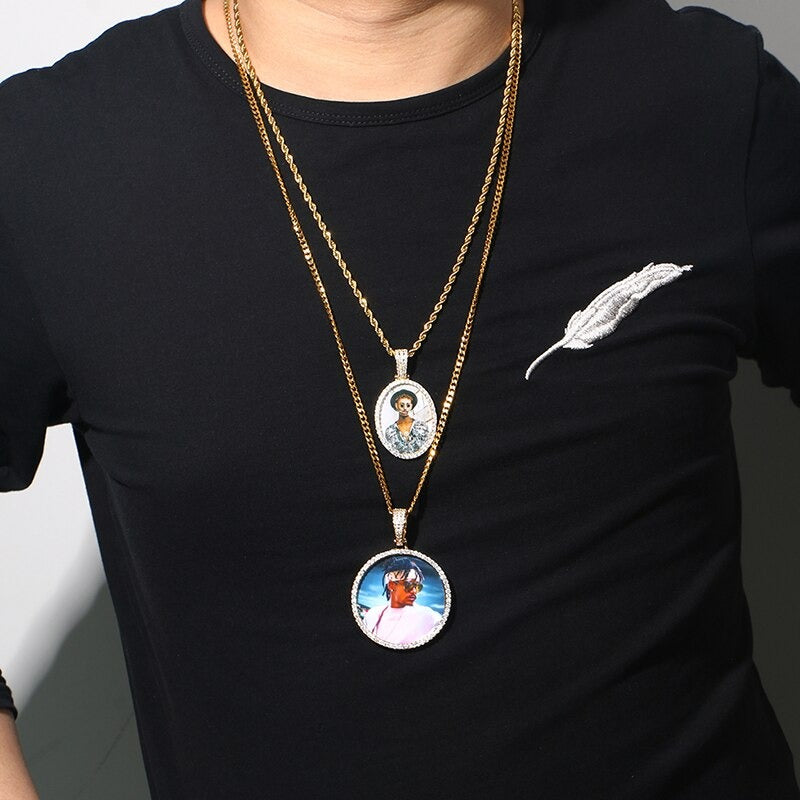 Memory Pendant- Hip Hop Pendant-Oval Pendant Necklace