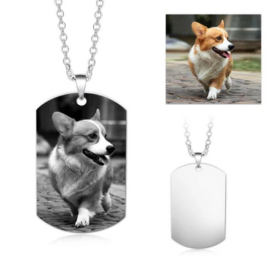 High-Quality Surgical Stainless Steel Personalized Pet Photo Necklace- Personalized Dog Tag Pet Photo Necklace