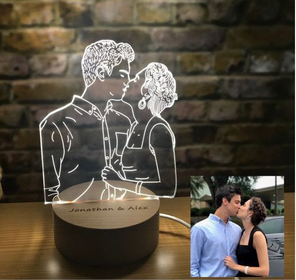 Custom 3D Crystal Photo Night Lamp- Custom Crystal Lamp Photo Gift