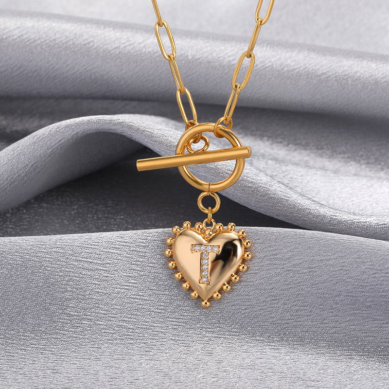 Heart Initial Necklace Gifts For Women-Personalized Heart Necklace With Initial - Engraved Giftsly