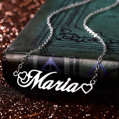 18K Personalized Name Necklace With Heart-Necklaces For Girlfriend With Name