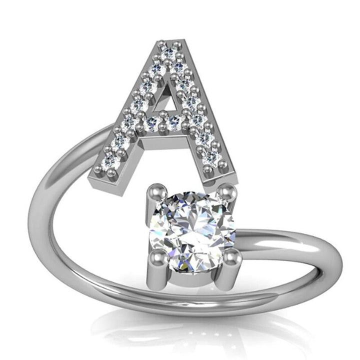Iced Initial Ring - Engraved Giftsly