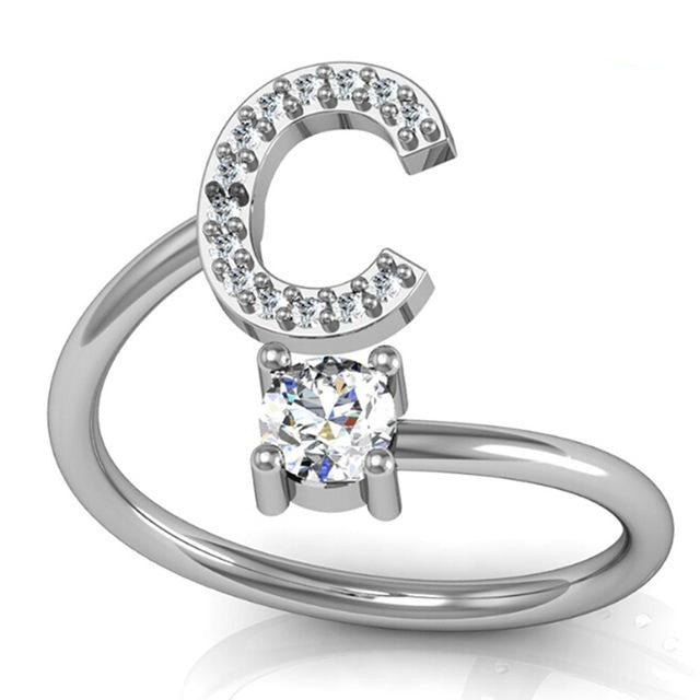 Iced Initial Ring - Engraved Giftsly
