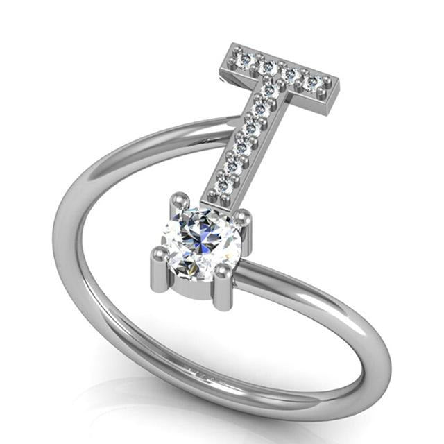 Iced Initial Ring - Engraved Giftsly