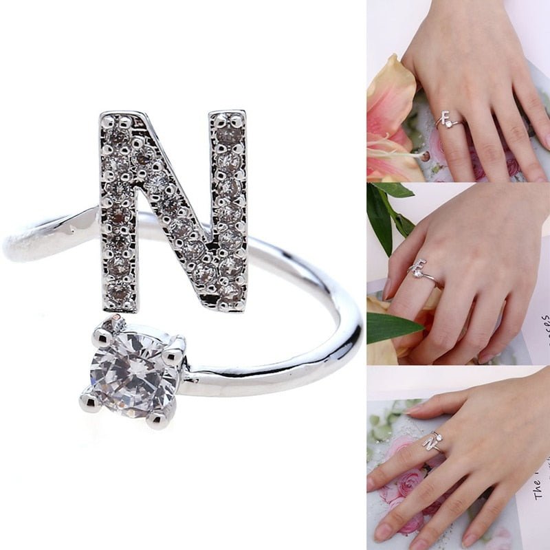 Iced Initial Ring - Engraved Giftsly