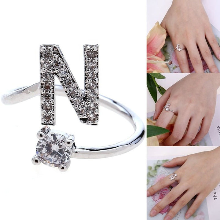 Iced Initial Ring - Engraved Giftsly