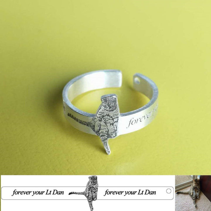 Personalized Pet Ring - Cat Memorial Jewelry Personalized Pet Ring