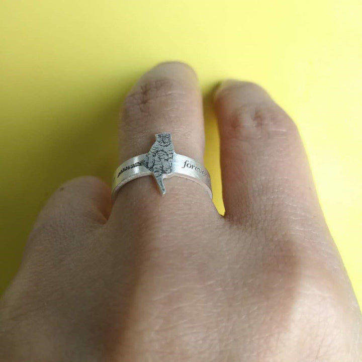 Personalized Pet Ring - Cat Memorial Jewelry Personalized Pet Ring