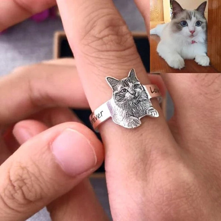 Personalized Pet Ring - Cat Memorial Jewelry Personalized Pet Ring