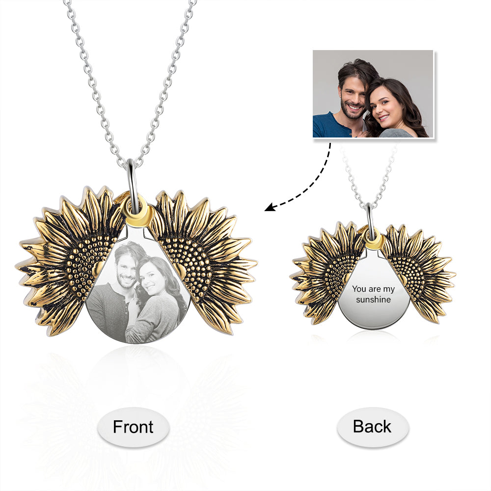 Sunflower Necklace With Picture Inside- Best valentine Gifts- Gifts For Girlfriend