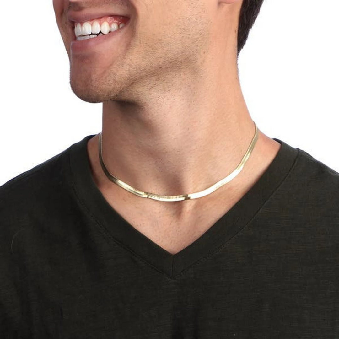 Men's Herringbone Chain-Engraved Herringbone Chain-Snake Chain