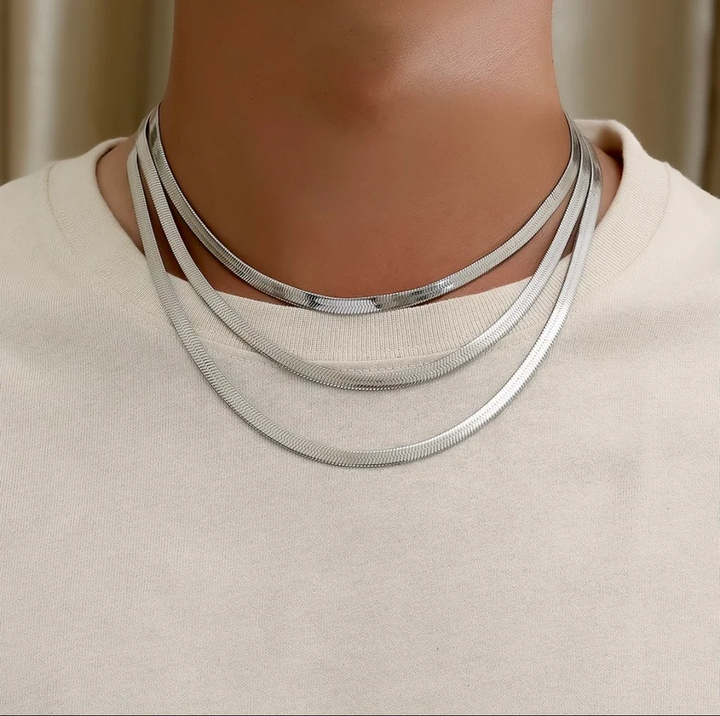 Men's Herringbone Chain-Engraved Herringbone Chain-Snake Chain