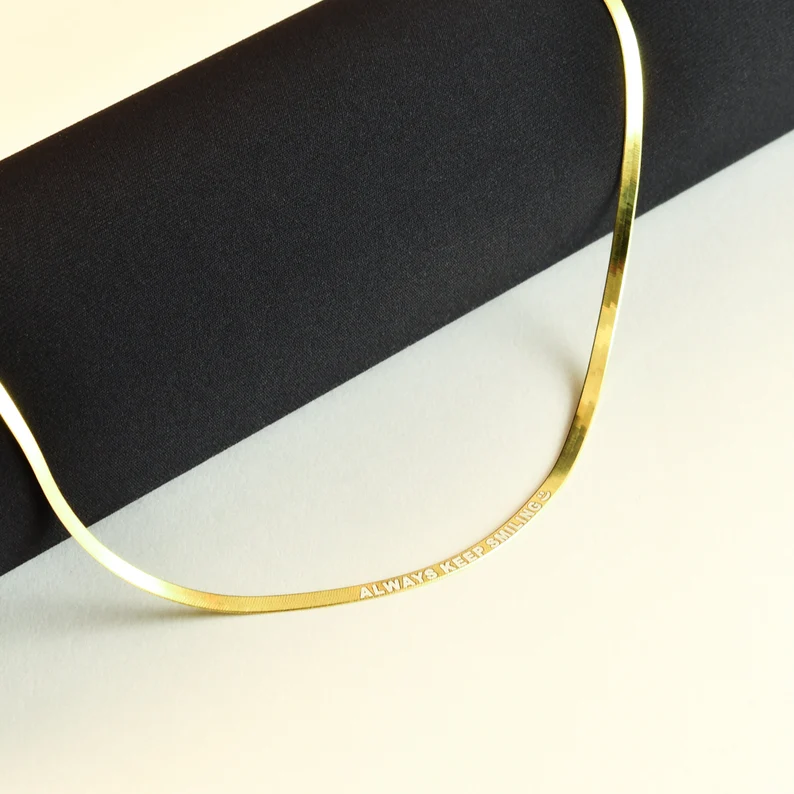 Men's Herringbone Chain-Engraved Herringbone Chain-Snake Chain