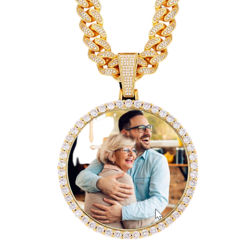 12MM Cuban Chain Photo Medallion Necklace- Mother's Day Gift For Mom