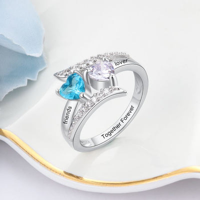 Personalized Engraved Birthstone Ring For Women
