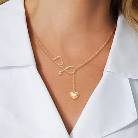 Stethoscope Heart Pendant Necklace