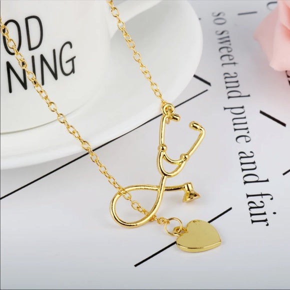 Stethoscope Heart Pendant Necklace