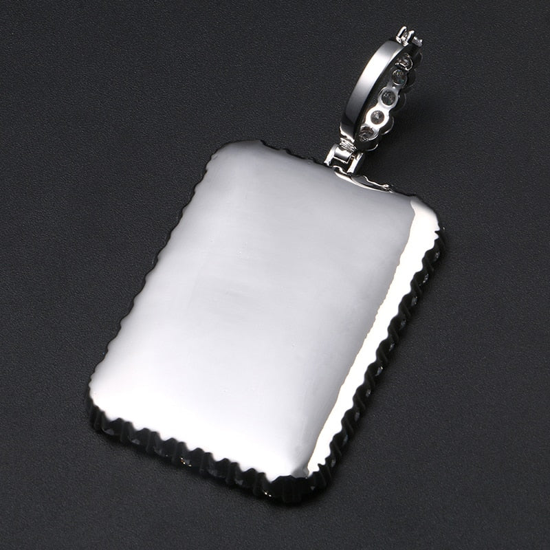 14K Gold Plated Personalized Square Photo Necklace- Best Gift For Dad