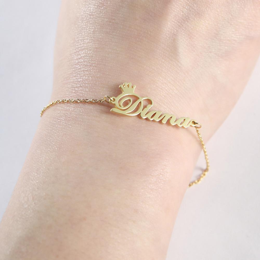 Customize Ankle Bracelet With Name And Crown